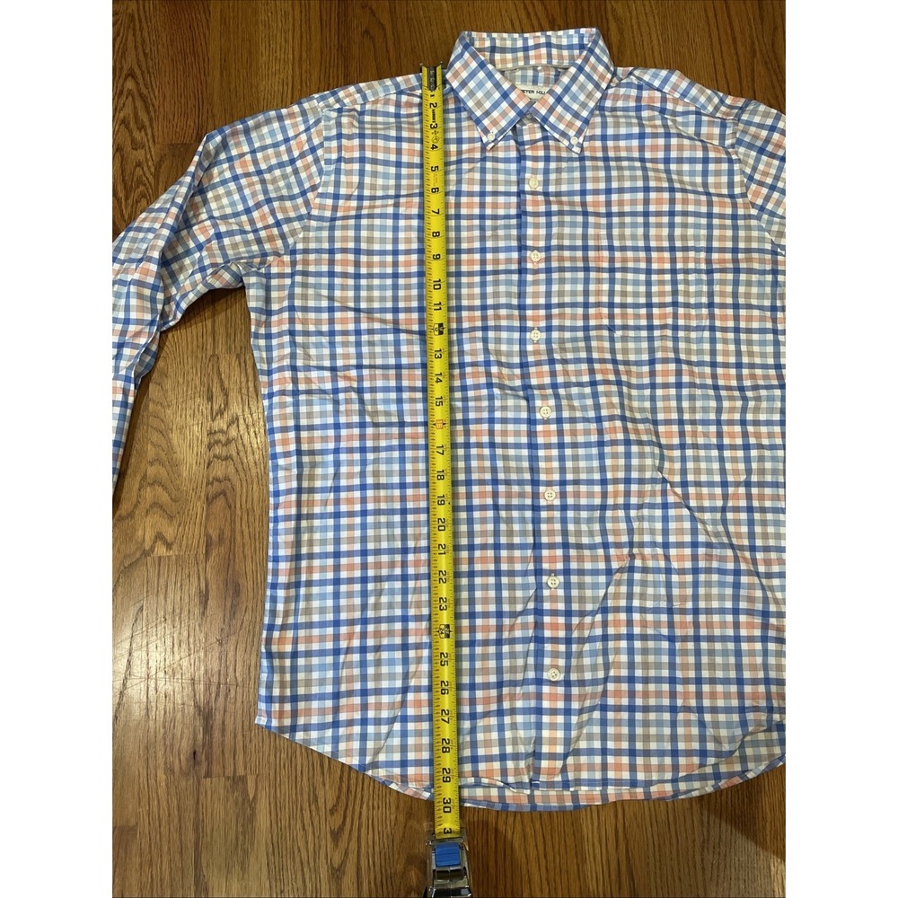 Peter Millar Men's Button‎ Down Performance Shirt Blue Pink Plaid Size Large - Picture 8 of 9